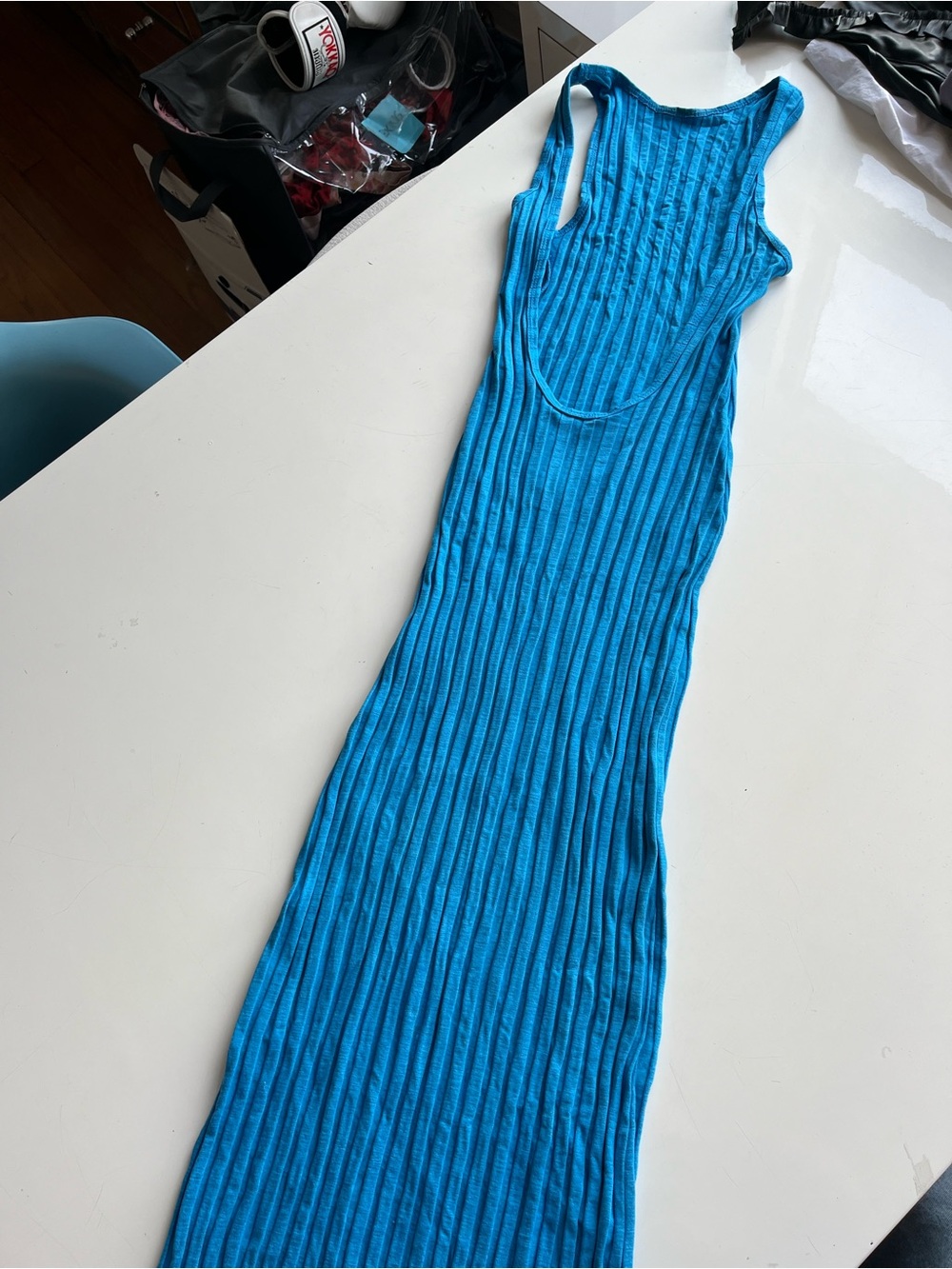 Simon Miller Ribbed Maxi Tank Dress in Turquoise Blue - Picture 4 of 6